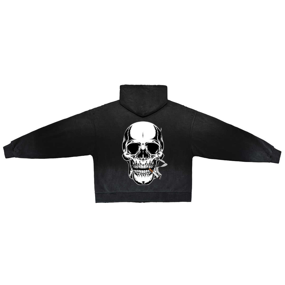 Washed Fearless Skull Zip-Up