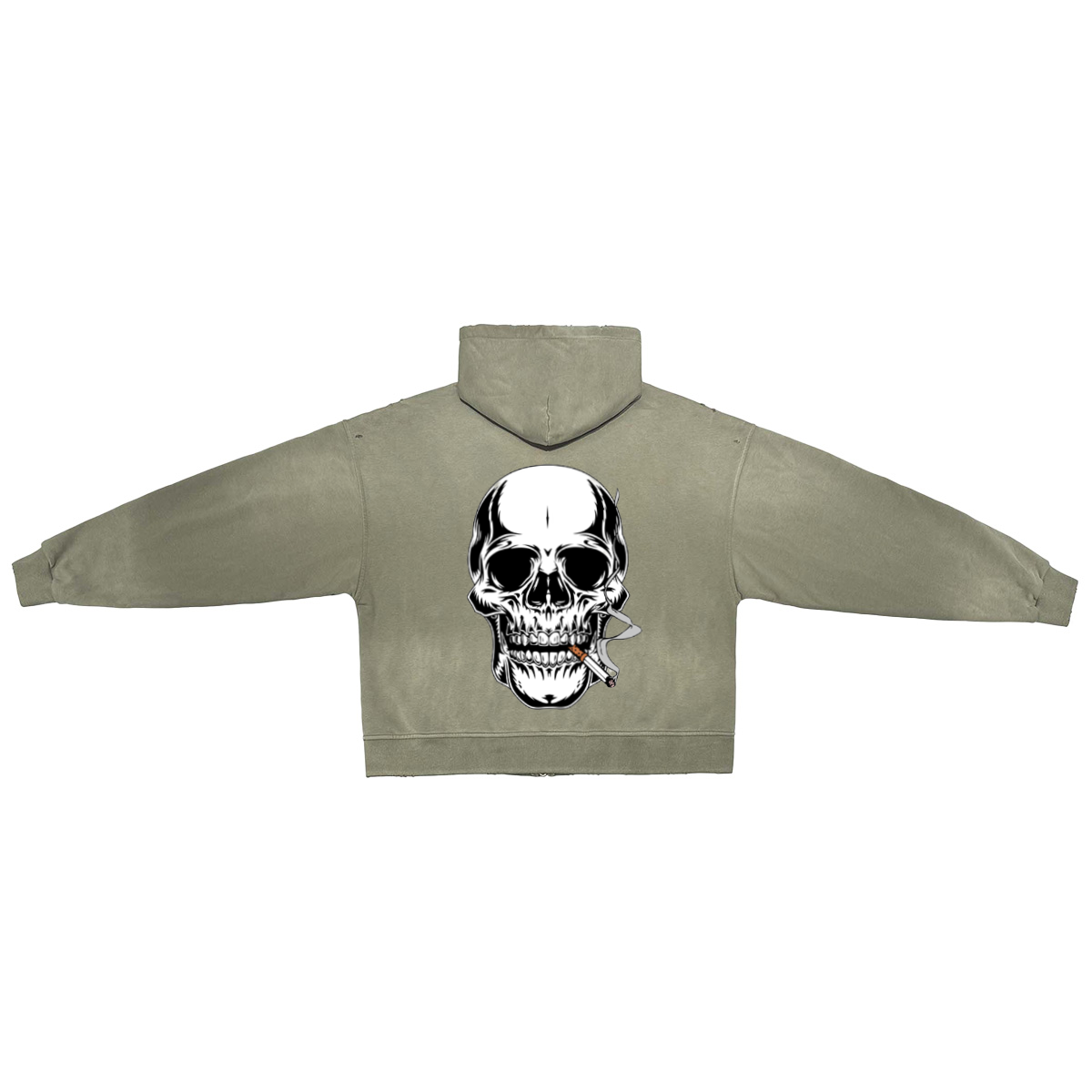 Washed Fearless Skull Zip-Up