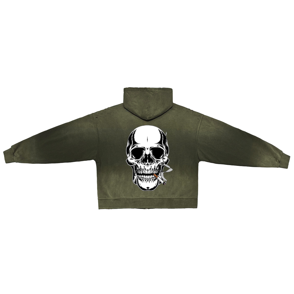 Washed Fearless Skull Zip-Up