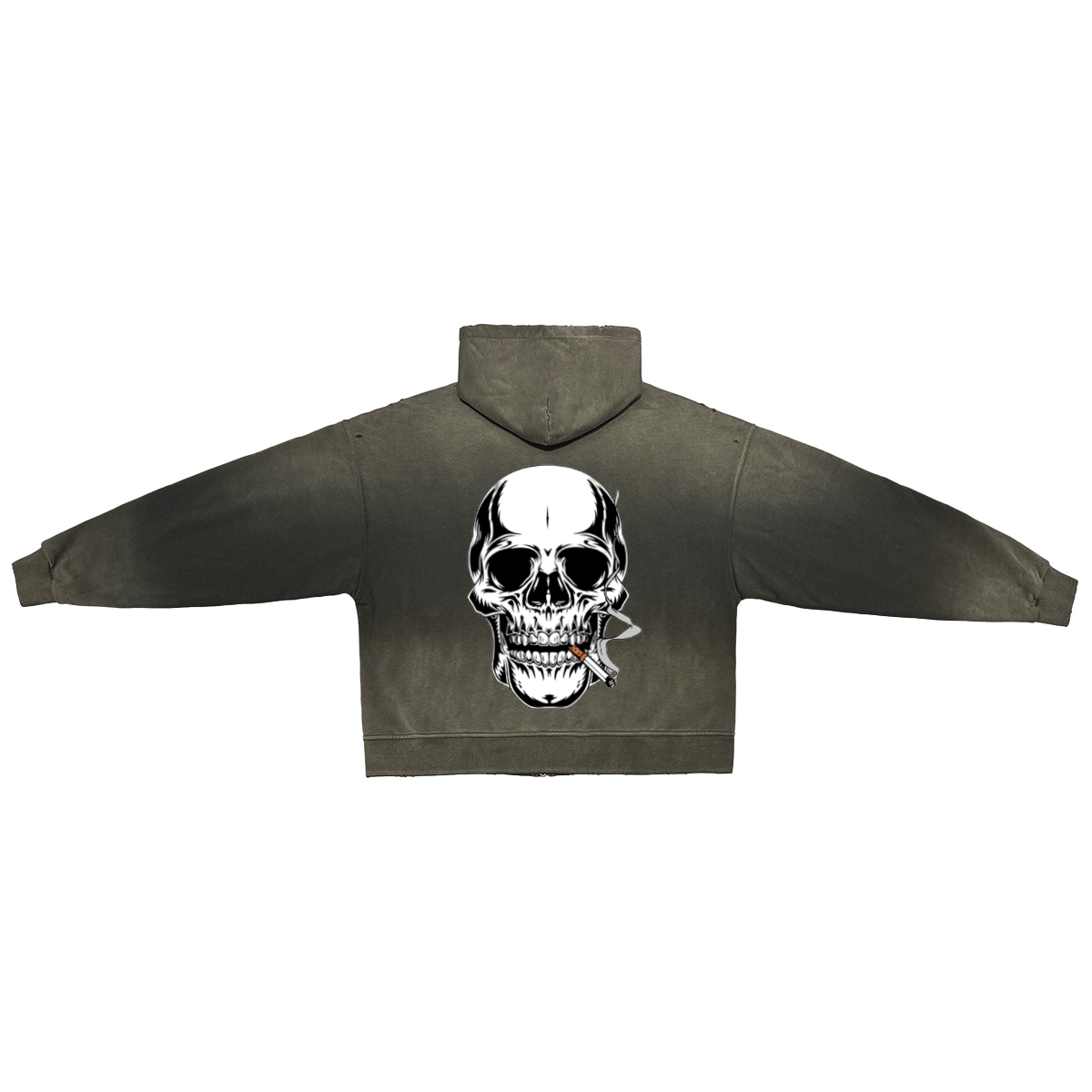 Washed Fearless Skull Zip-Up