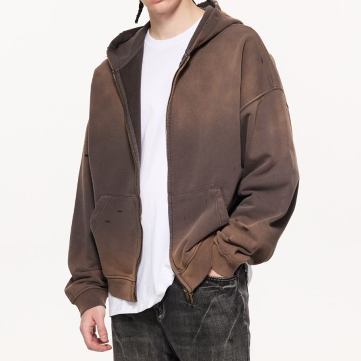 Washed Fearless Skull Zip-Up